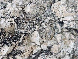 High Contrast Texture of a Black and White Rock Face