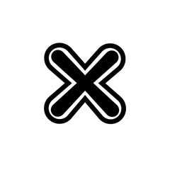 Fototapeta premium Black and White Cross Symbol Graphic Design Element for Interfaces and Vector Artwork Represents Multiplication or Removal