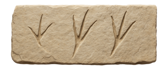 Pterosaur track fossil with long, slender toe impressions and wing claw marks