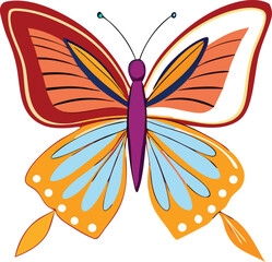 Vibrant artistic butterfly illustration with intricate wing patterns and a purple body