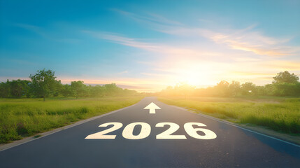 Road to 2026 — Future and Progress Concept. New Year 

