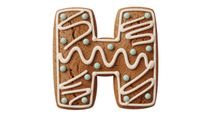 Isolated Letter H Gingerbread Cookie