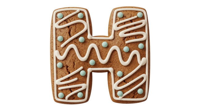 Isolated Letter H Gingerbread Cookie