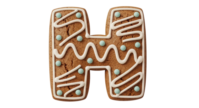 Isolated Letter H Gingerbread Cookie