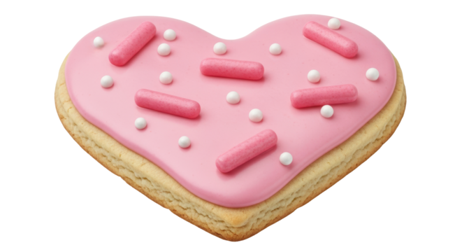 Isolated Heart Shaped Cookie with Pink Icing - Powered by Adobe