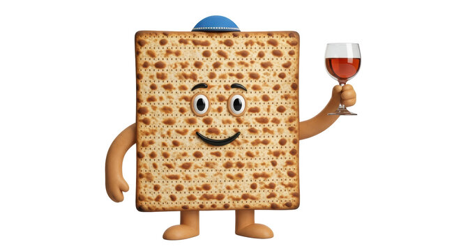 matzah character holding wine glass clip art preview