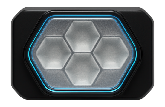 Hexagonal multi-reflector headlight with a frosted lens and plastic casing