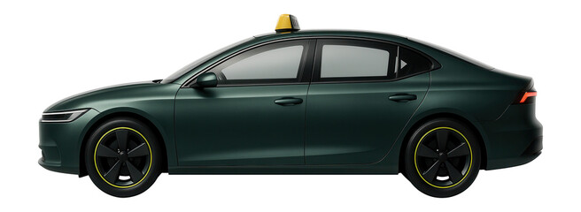 Eco-friendly taxi with streamlined body and minimalistic branding