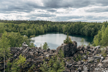 Landscape of the mountain park Ruskeala in the Republic of Karelia