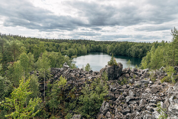 Landscape of the mountain park Ruskeala in the Republic of Karelia