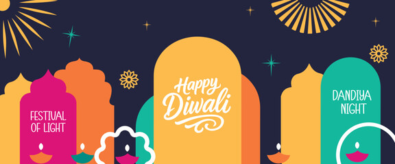 Happy Diwali Indian festival with decorative oil lamp celebration, hindu holiday poster, cards, banner Background, Diwali of lights Design Template with Creative frames and copy space for text.