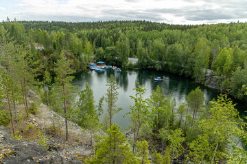 Landscape of the mountain park Ruskeala in the Republic of Karelia