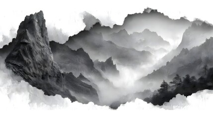 Fantasy Collage of Black and White Rocky Structures