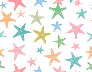 Seamless vector pattern of golden sea stars and shells, a festive symbol for Christmas holiday decoration