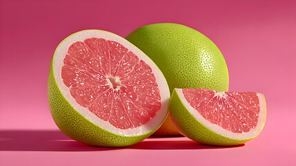 Juicy Grapefruit Still Life on Pink Background