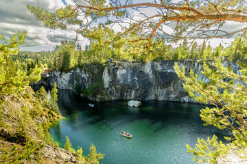 Landscape of the mountain park Ruskeala in the Republic of Karelia