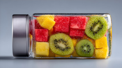 Refreshing Fruit Infused Water in Glass Bottle