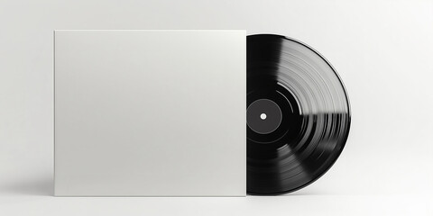 A sleek presentation of a vinyl record alongside its white cover, reflecting modern design and a passion for music, perfect for artistic projects