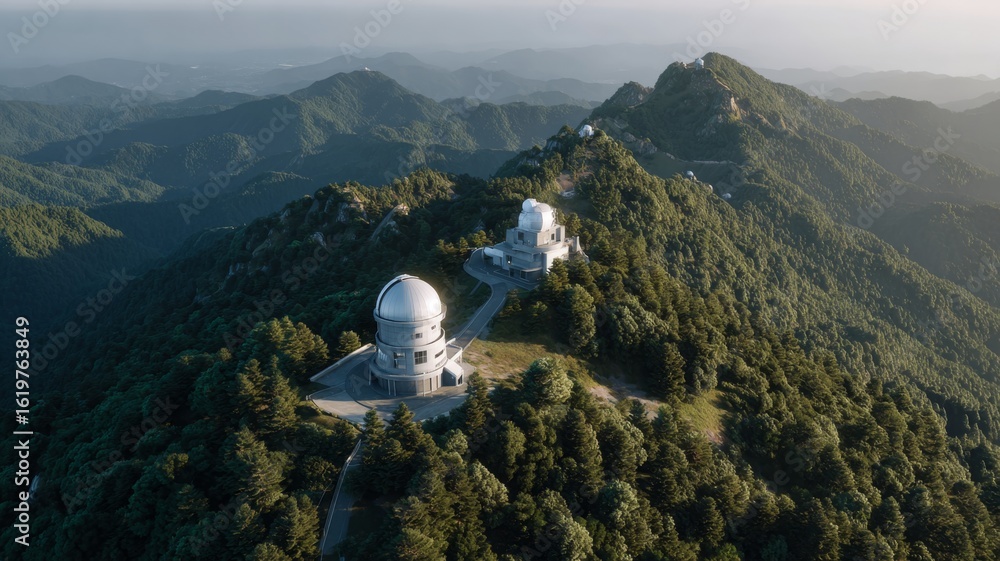 Poster mountain observatory transforms into ai-controlled defense hub with satellites monitoring potential 