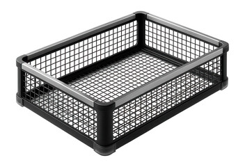 Wire mesh cargo basket with reinforced edges and powder-coated surface