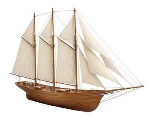 Obraz premium Multi-masted barque with extensive rigging and a prominent bowsprit
