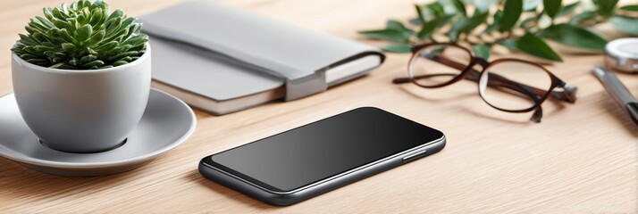 Digital Detox Concept - Modern Smartphone Face-Down on Table, Business Disconnection Symbol with Copy Space to Right