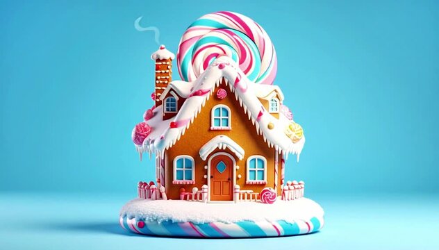 gingerbread house with christmas decorations animated 3d illustration