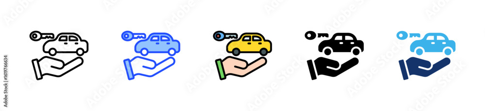 Poster vehicle owner icon collection with multiple styles
