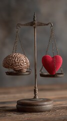 Balance of Emotion and Intellect, Symbolizing Heart and Mind in a Thought-Provoking Conceptual Representation