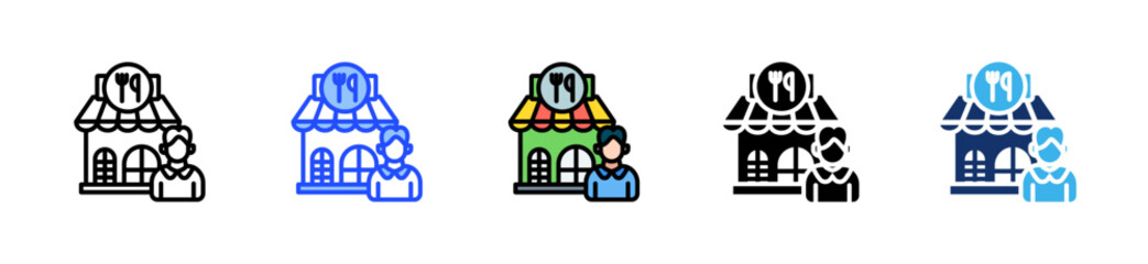 Restaurant Owner Icon Collection With Multiple Styles