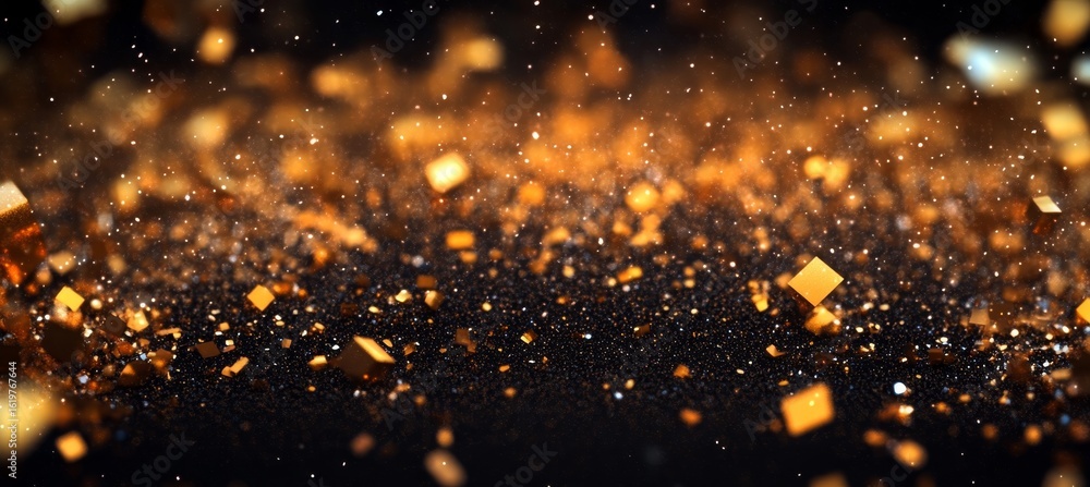Poster elegance with sparkles golden dust and glitters creating a festive atmosphere in abstract art