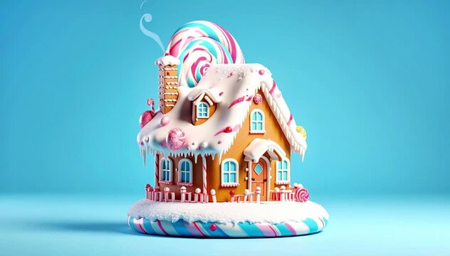 gingerbread house with christmas decorations animated 3d illustration
