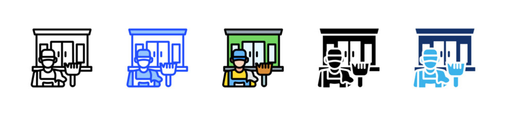 Cleaning Service Owner Icon Collection With Multiple Styles