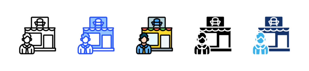 Furniture Store Owner Icon Collection With Multiple Styles