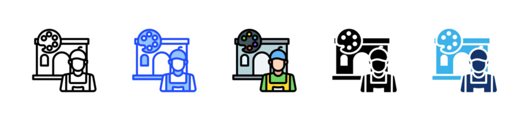 Art Studio Owner Icon Collection With Multiple Styles