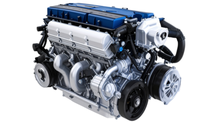 Isolated Automotive Engine Powering Vehicle With Transparent Background