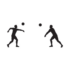 Obraz premium Two pictogram volleyball player silhouette icon vector flat illustration design on white background