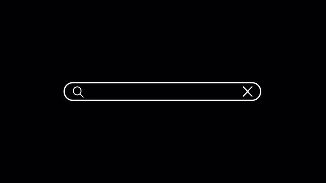  Search Bar animation on a transparent background , Internet browsing search bar button animation, Search bar animated with magnify glass icon with alpha channel in 4k.