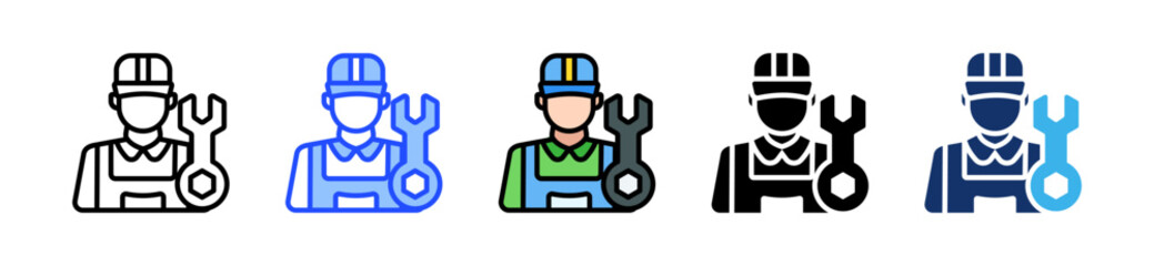 Mechanic Icon Collection With Multiple Styles