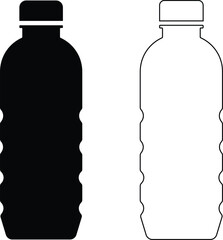 Water bottle set Icon plactic and glass bottles Plastic and aluminum bottled beverage symbol. Water, soda and juice silhouette Plastic bottle collection. Vector illustration stock illustration Eps 10