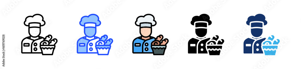 Poster baker icon collection with multiple styles