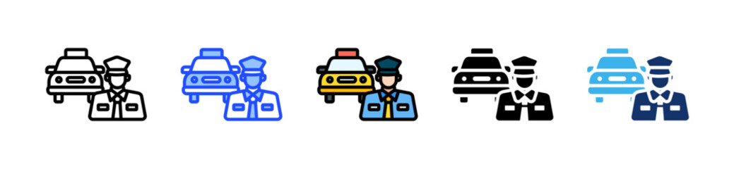 Fototapeta premium Taxi Driver Icon Collection With Multiple Styles