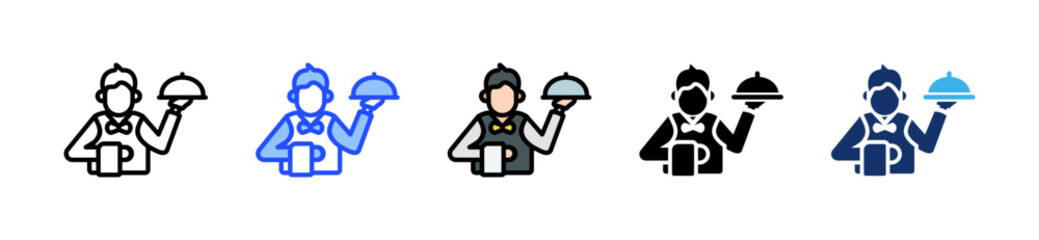 Waiter Icon Collection With Multiple Styles