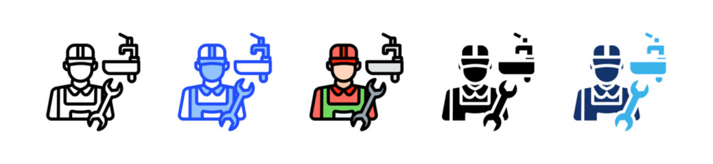 Obraz premium Plumber Icon Collection With Multiple Styles