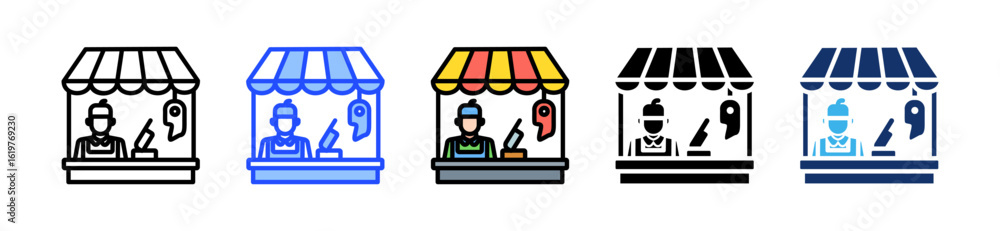 Poster butcher icon collection with multiple styles