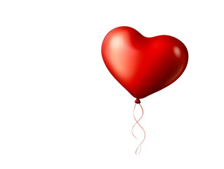 Shiny Red Heart-Shaped Balloon. Romantic Love Symbol PNG. Isolated Smooth Red Heart Shape for Love and Romance
