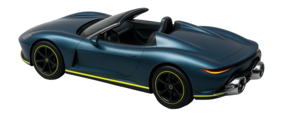 Convertible amphibious sports car with sleek design and hidden propellers