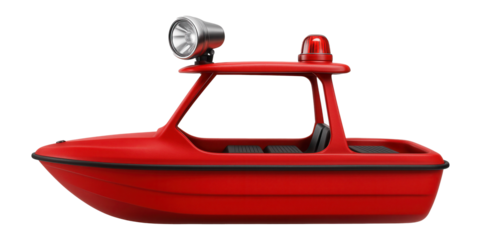 Compact fire launch with roof-mounted searchlight and siren