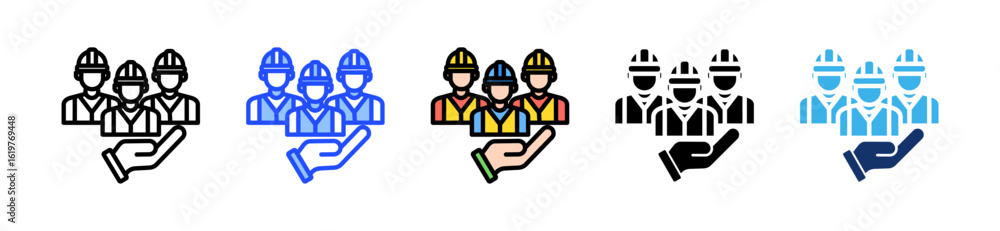 Poster social worker icon collection with multiple styles