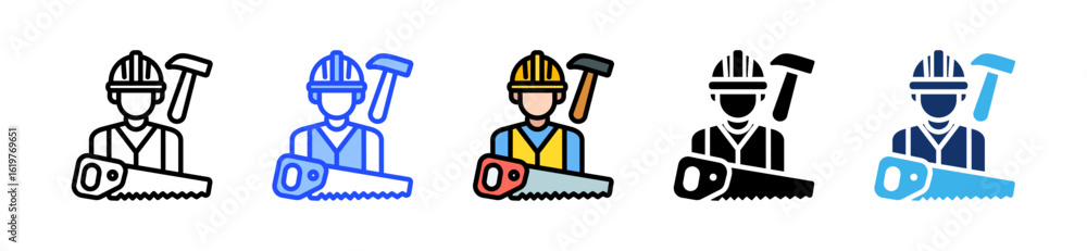 Poster carpenter icon collection with multiple styles